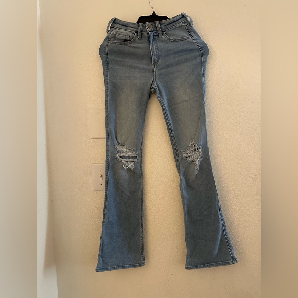 Hollister Classic Blue Distressed Boot cut Jeans